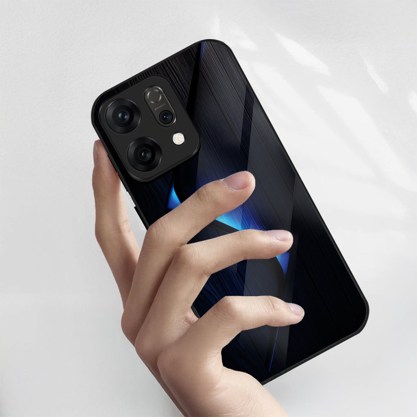 Oppo Reno 14 5G Premium Acrylic Shockproof Glass Back Case ( Blue Gradient )