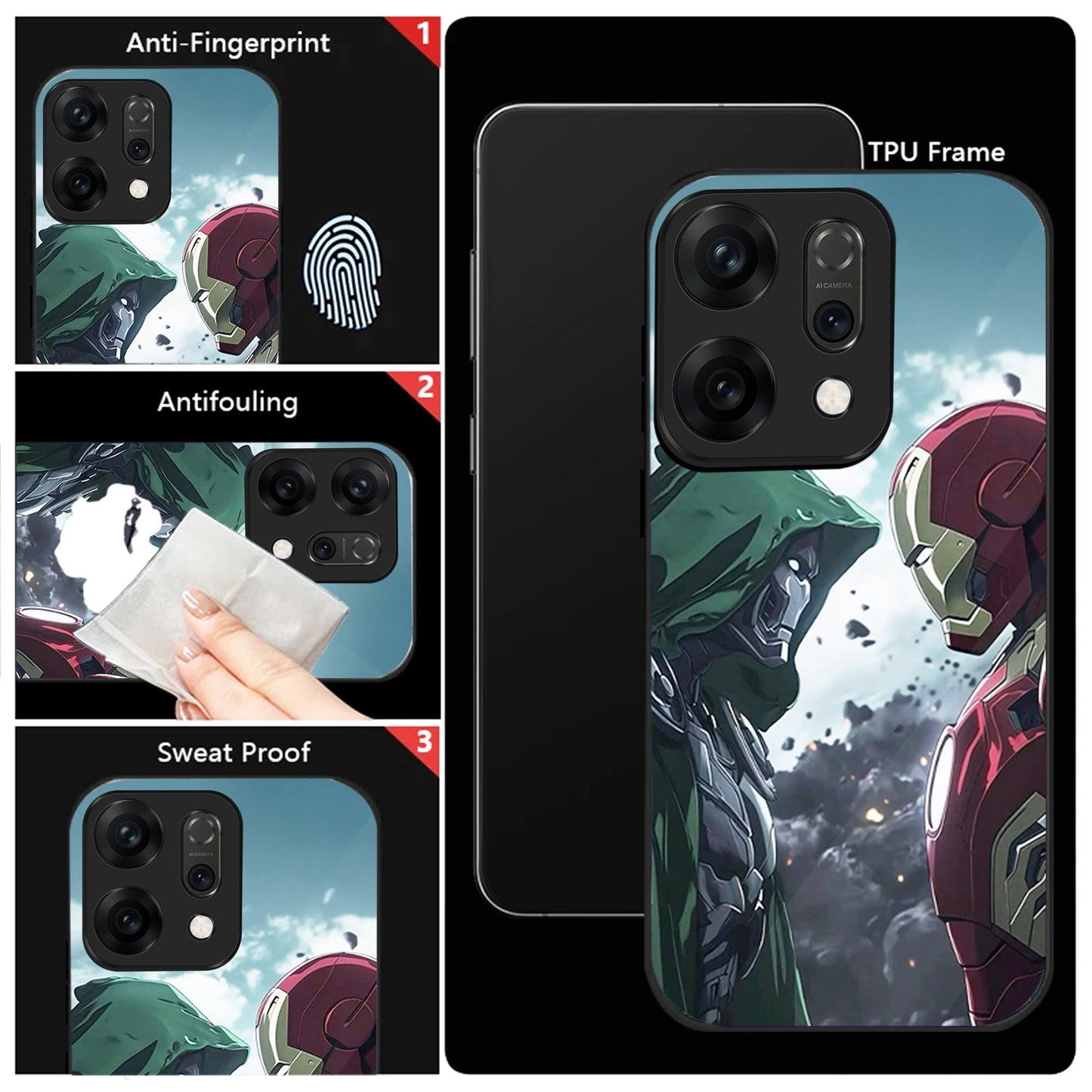 Oppo Reno 14 5G Premium Acrylic Shockproof Glass Back Case (Battle Case)