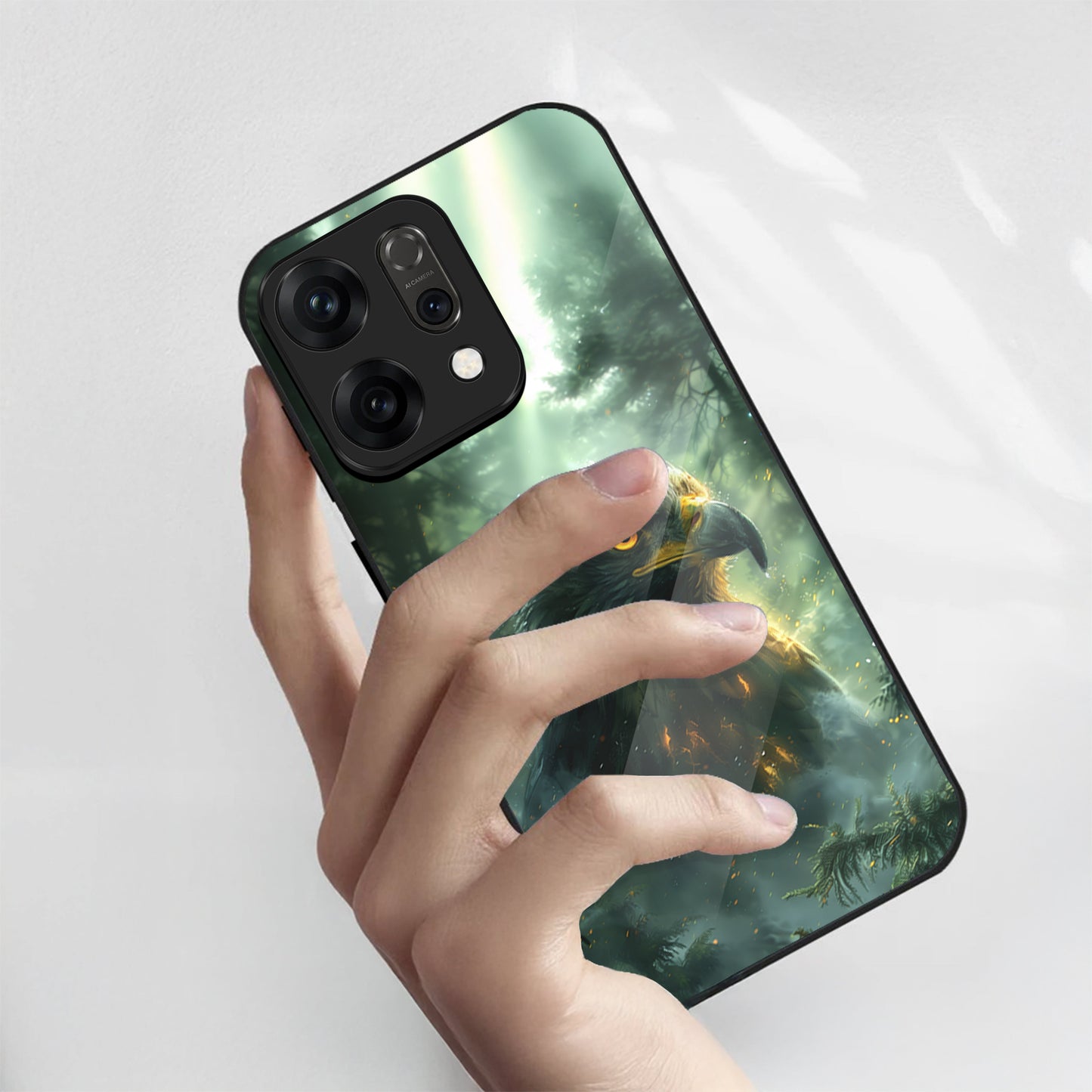Oppo Reno 14 5G Premium Acrylic Shockproof Glass Back Case (Eagle Case)