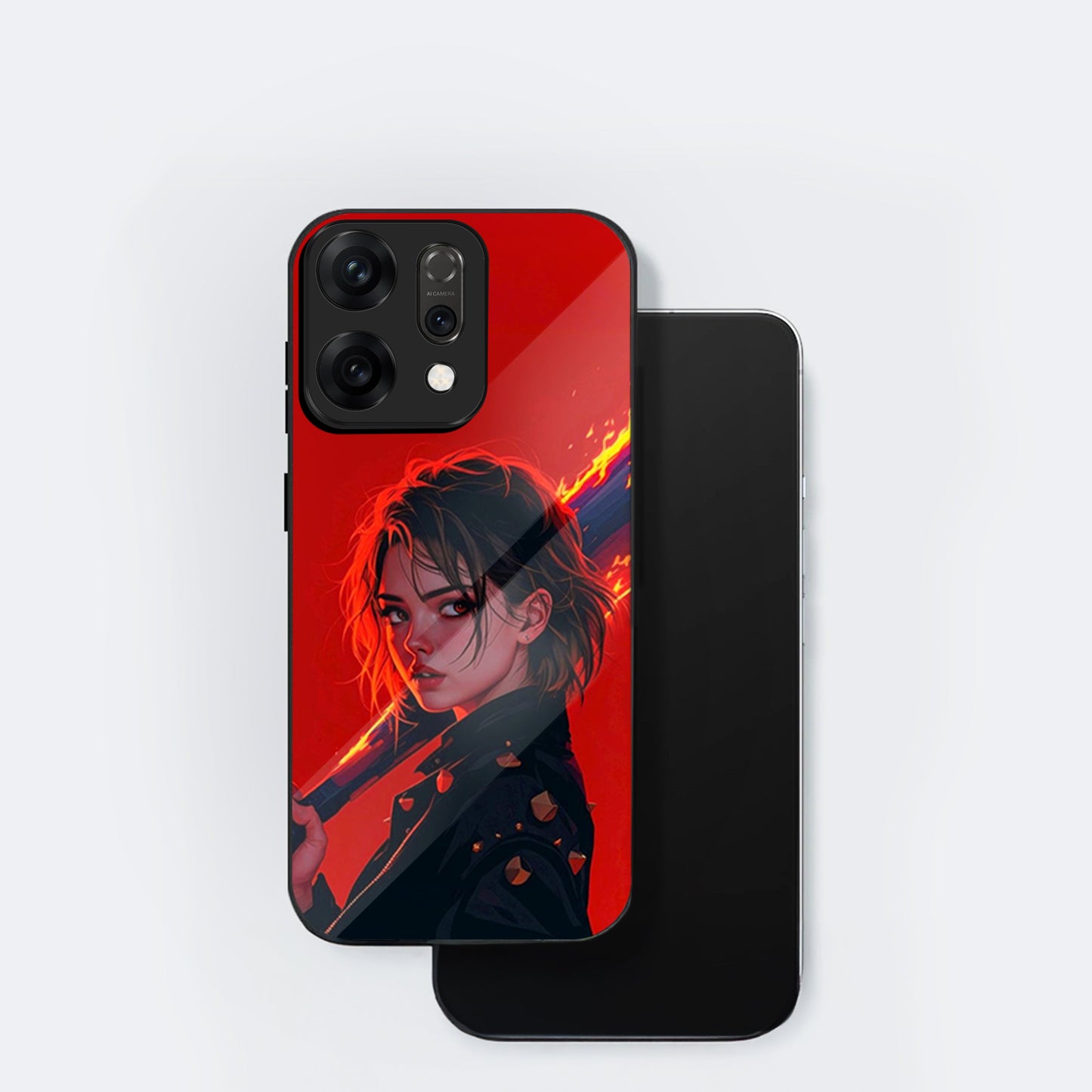 Oppo Reno 14 5G Premium Acrylic Shockproof Glass Back Case (Flame Case)