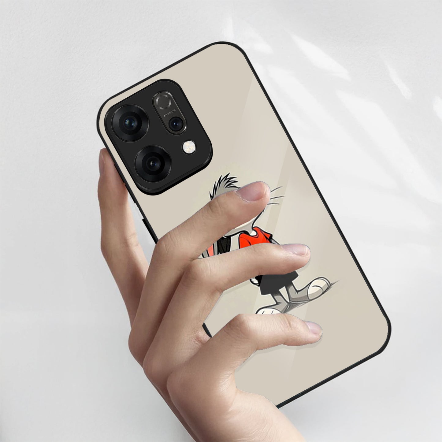 Oppo Reno 14 5G Premium Acrylic Shockproof Glass Back Case (Bunny Case)