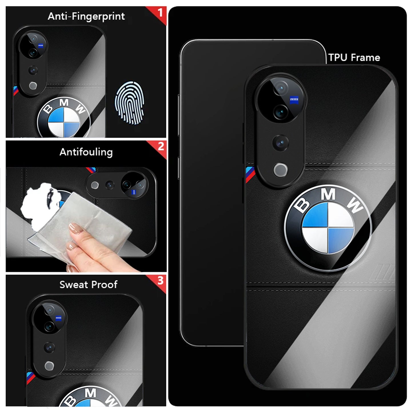 Vivo V40 Pro 5G Premium Acrylic Shockproof Glass Back Case (BMW LOGO)