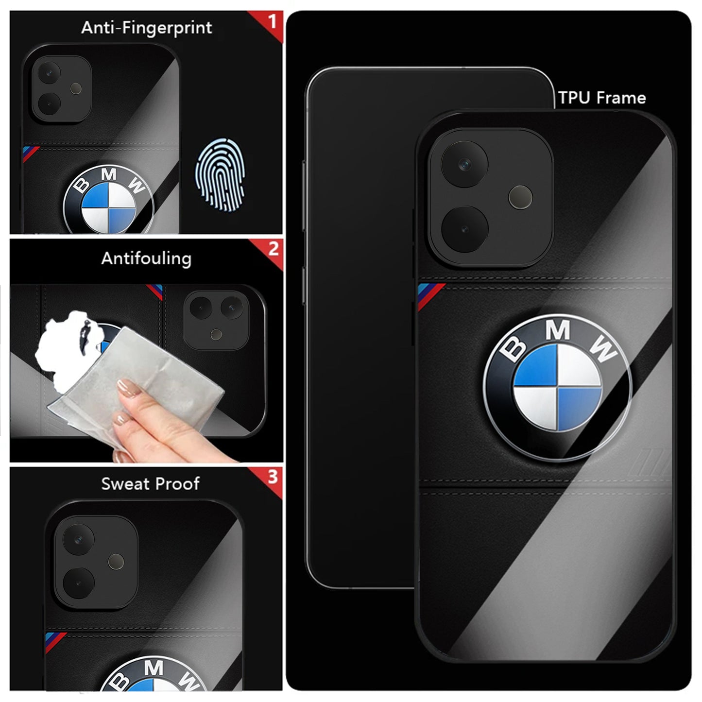 Oppo A5 Pro 5G Premium Acrylic Shockproof Glass Back Case (BMW Logo)