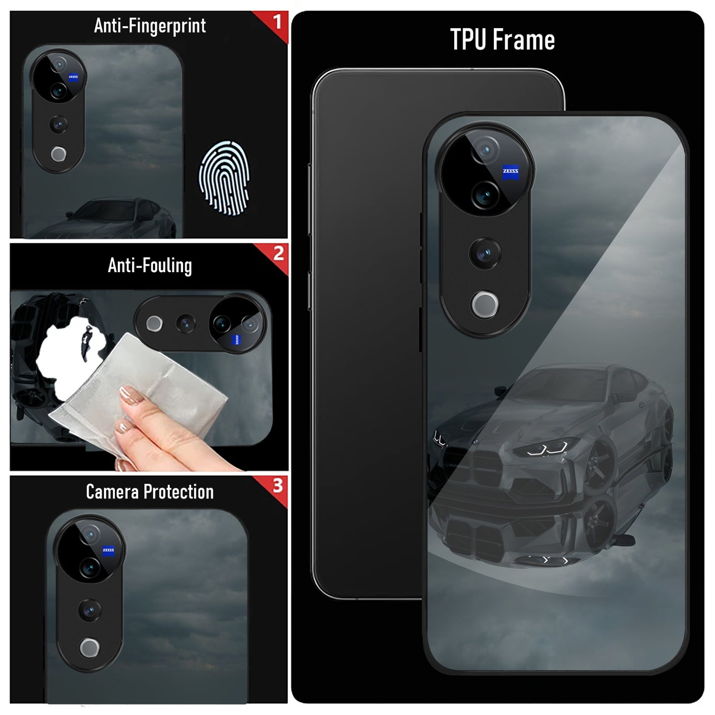 Vivo V40 Pro 5G Premium Acrylic Shockproof Glass Back Case ( Night Rider )