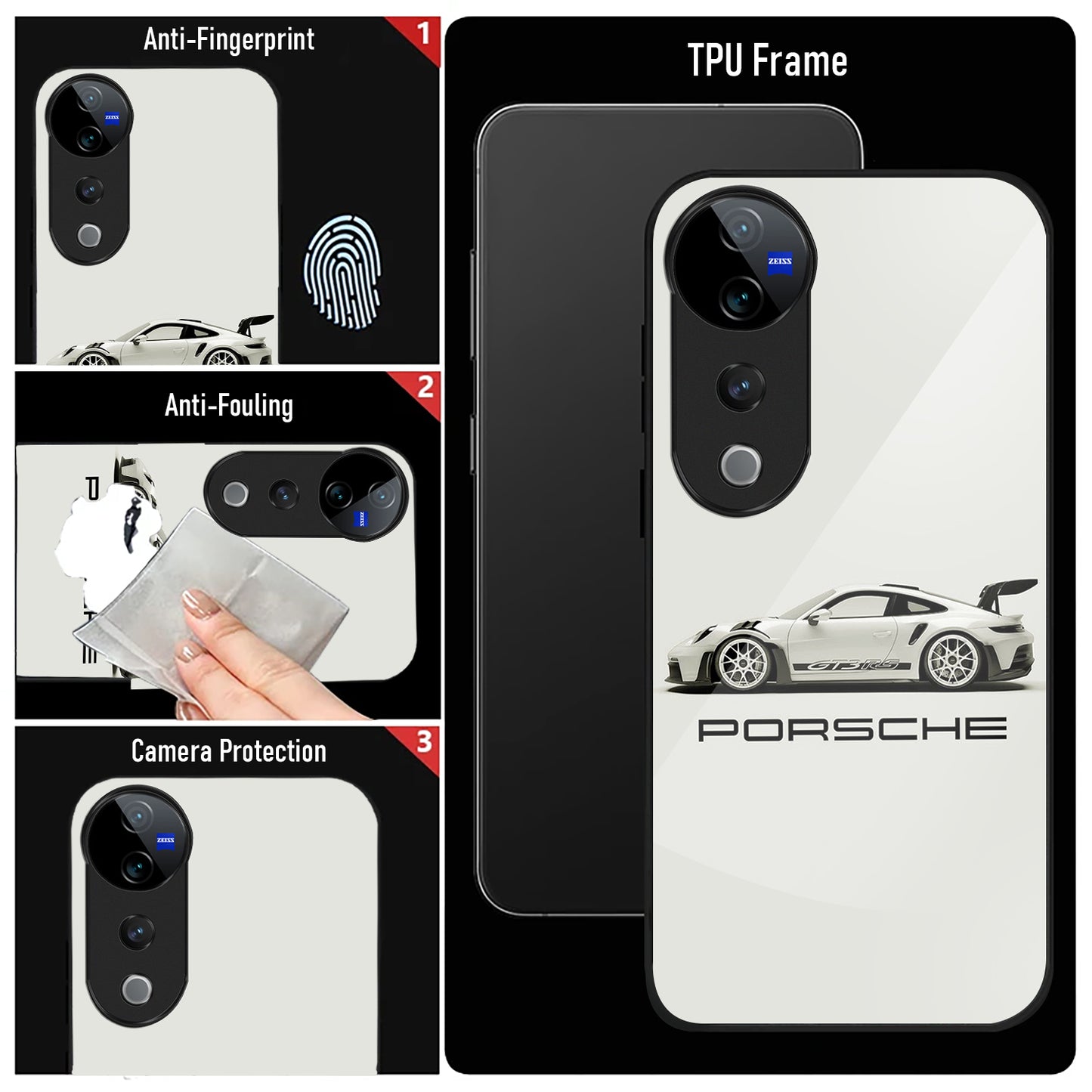 Vivo V40 Pro 5G Premium Acrylic Shockproof Glass Back Case (Drive Porsche)