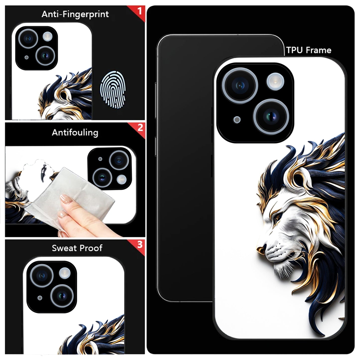iPhone 14 Premium Acrylic Shockproof Glass Back Case ( King's Flow )