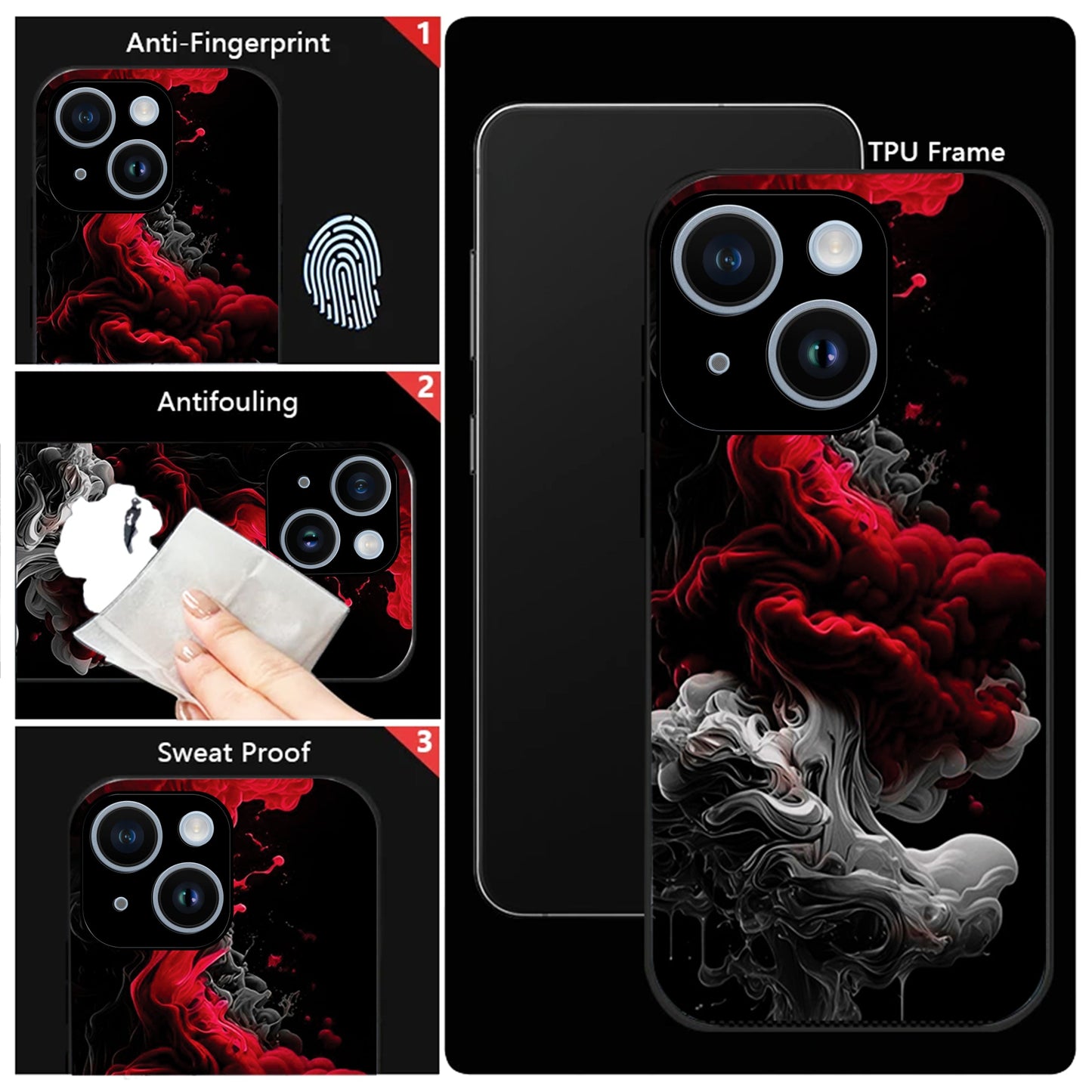 iPhone 14 Premium Acrylic Shockproof Glass Back Case ( Infernal Drift)