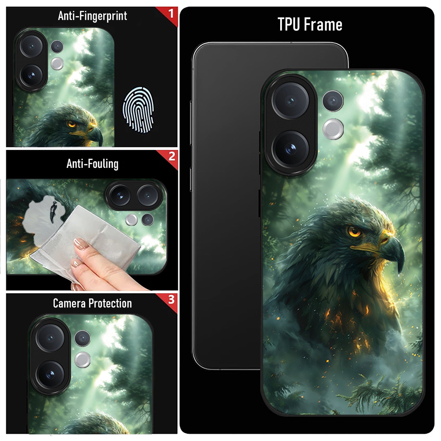 Vivo V60 5G Premium Acrylic Shockproof Glass Back Case (Eagal Case)