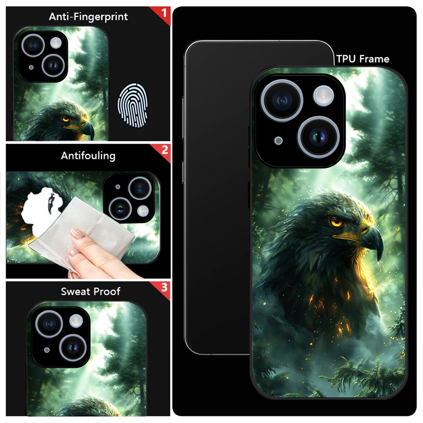 iPhone 14 Premium Acrylic Shockproof Glass Back Case (Eagle Case)