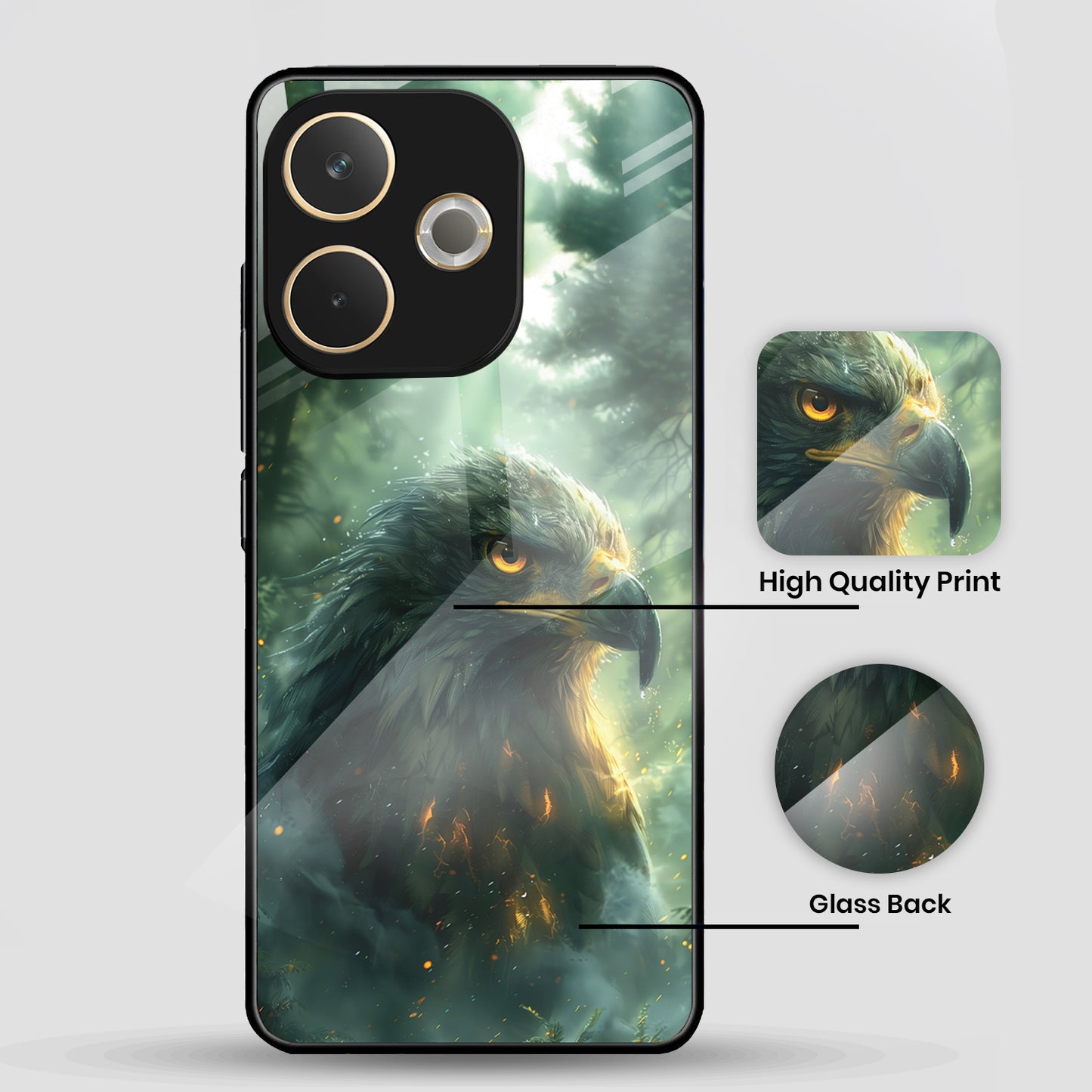 Oppo A5 Pro 5G Premium Acrylic Shockproof Glass Back Case (Eagle Case )
