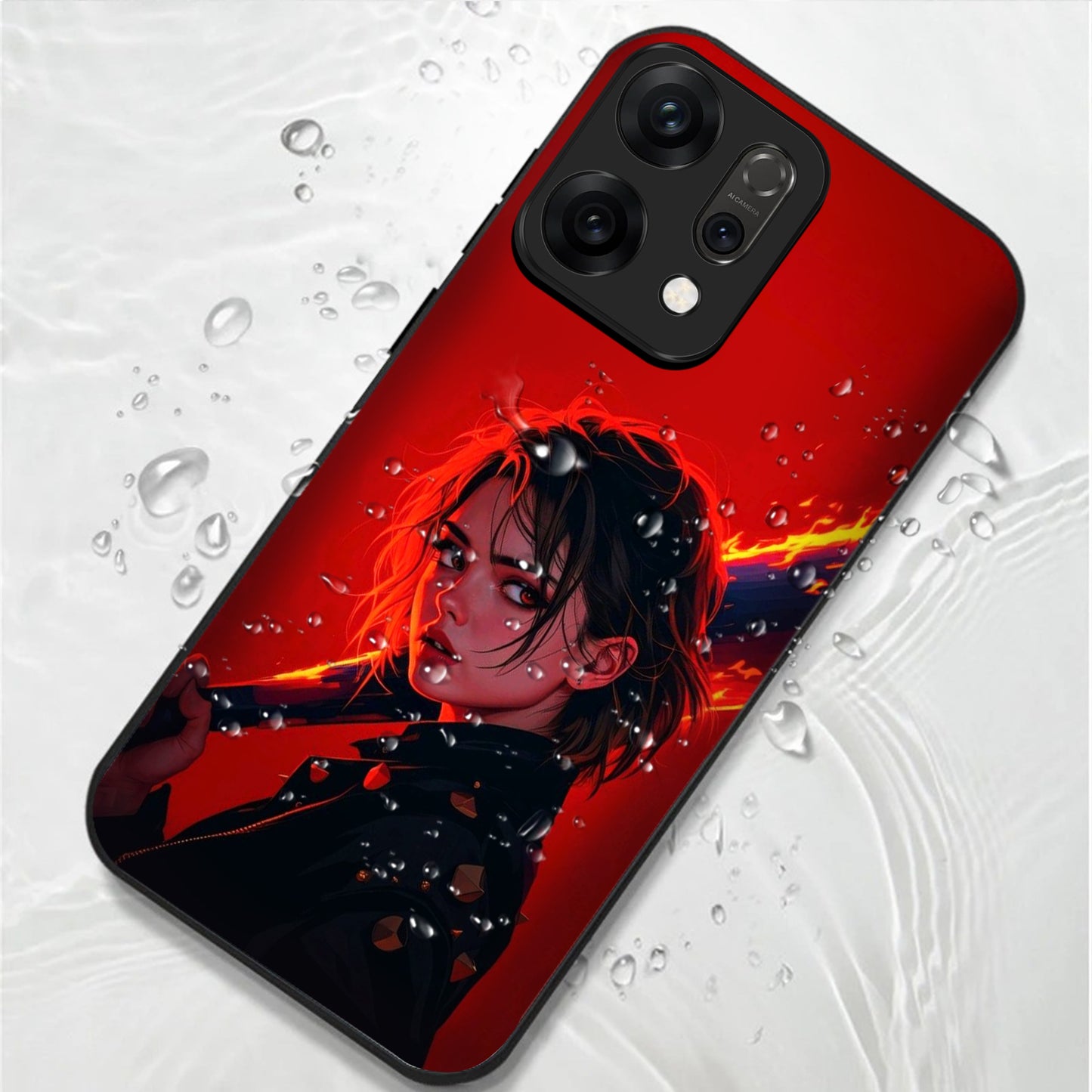 Oppo Reno 14 5G Premium Acrylic Shockproof Glass Back Case (Flame Case)