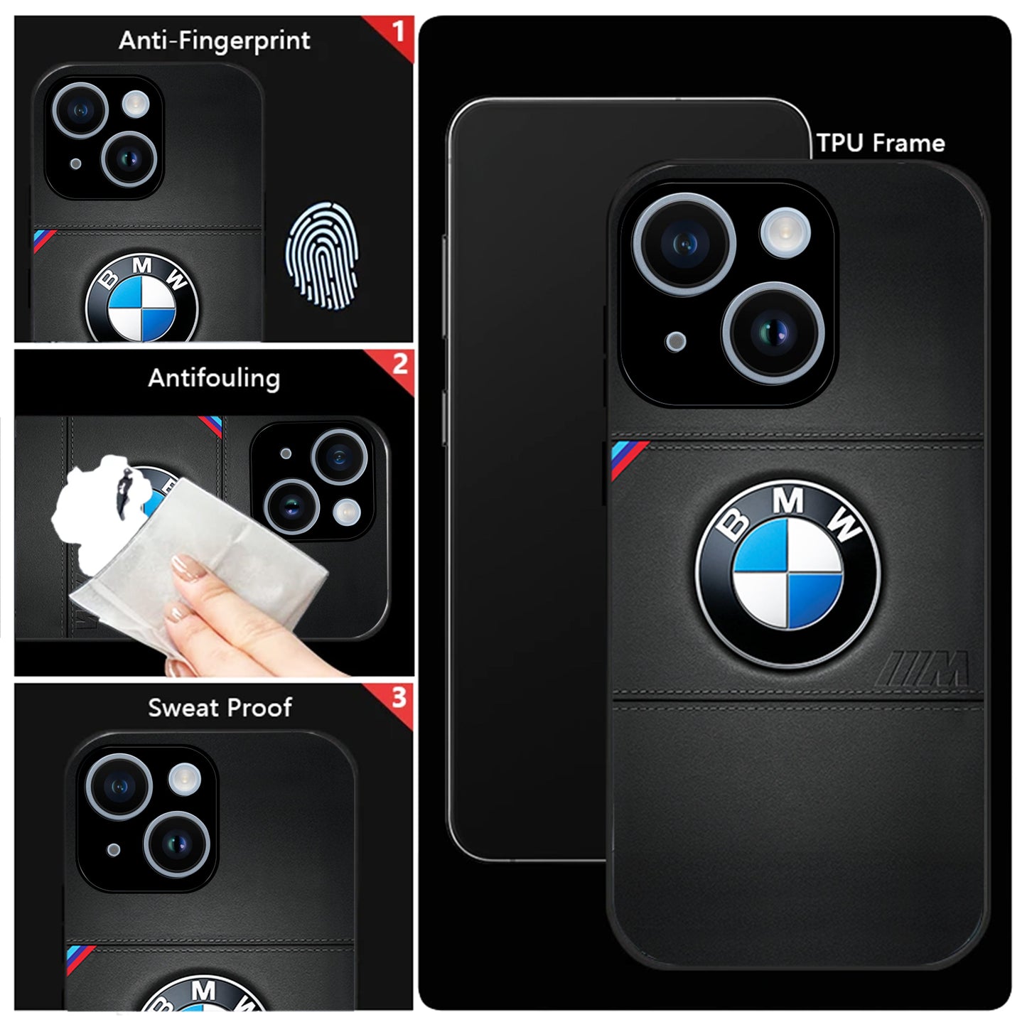 iPhone 14 Premium Acrylic Shockproof Glass Back Case (BMW LOGO)