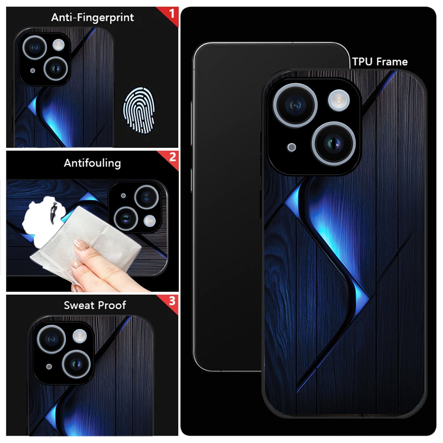 iPhone 14 Premium Acrylic Shockproof Glass Back Case (Blue Gradient)
