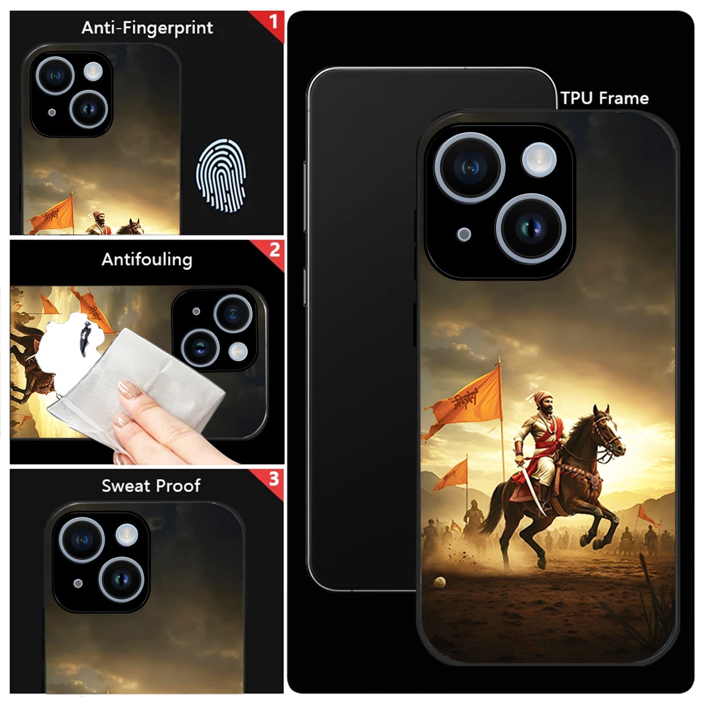 iPhone 15 Premium Acrylic Shockproof Glass Back Case (Battle Glory)