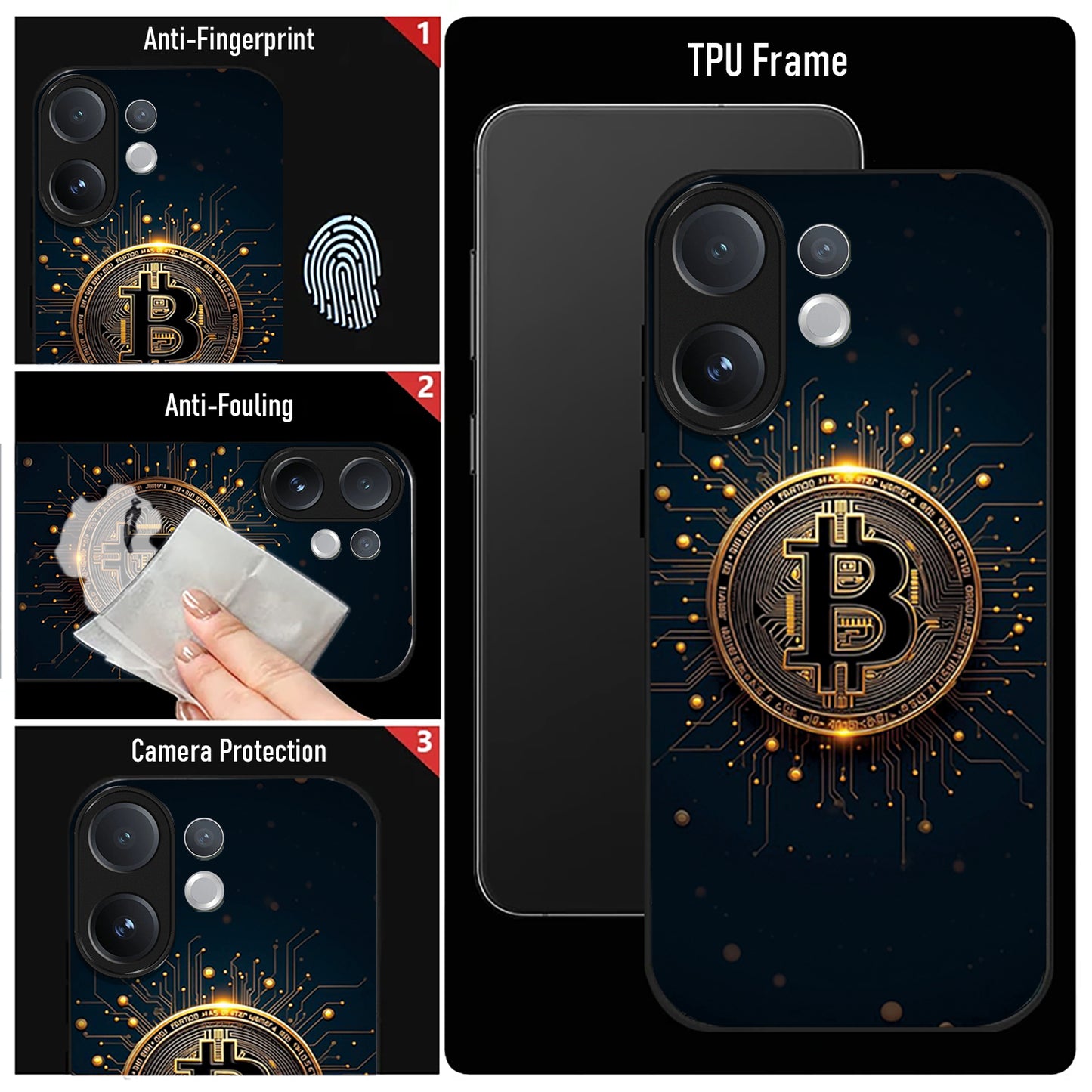 Vivo V60 5G Premium Acrylic Shockproof Glass Back Case ( Bitcoin Armon )