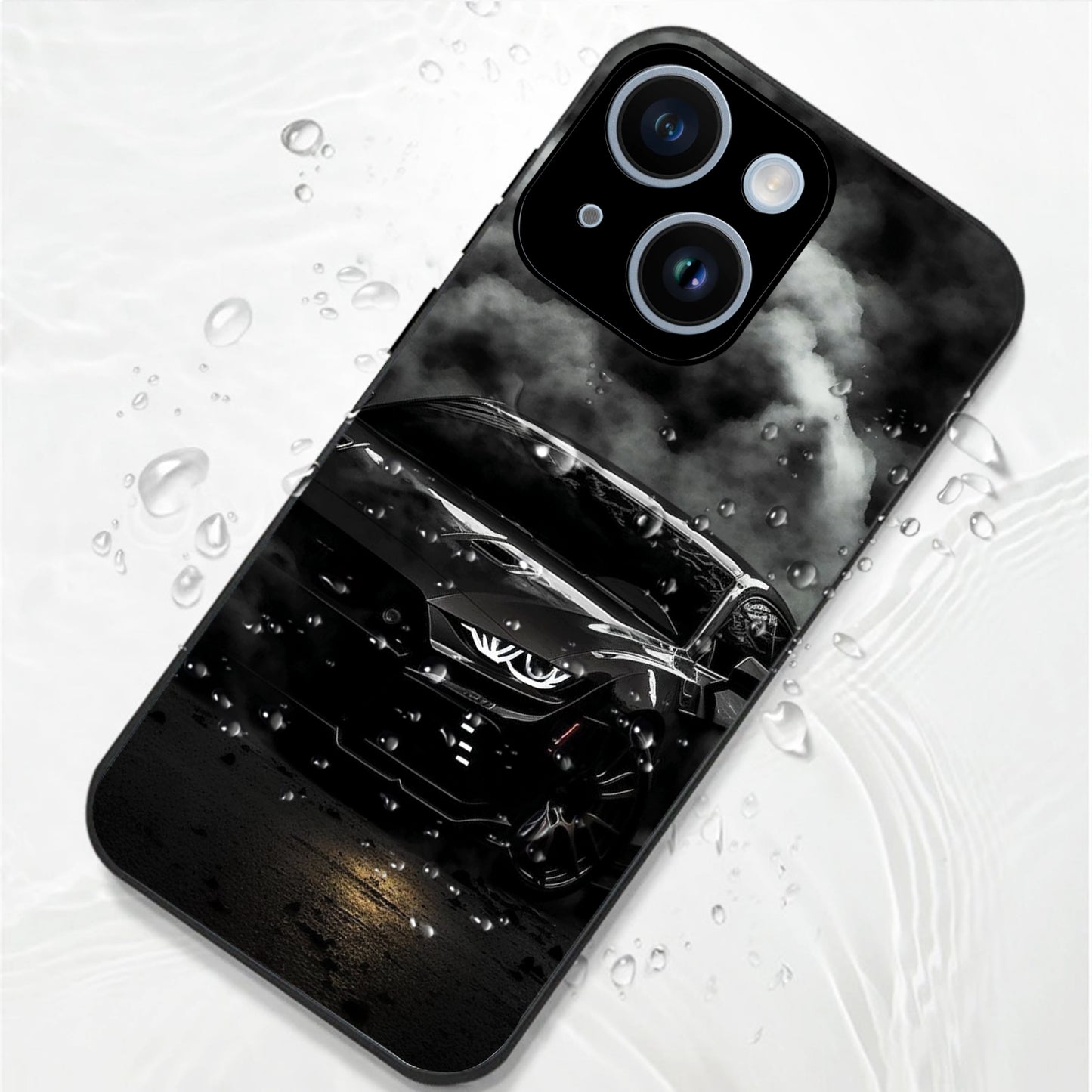 iPhone 15 Premium Acrylic Shockproof Glass Back Case (Black-BMW)