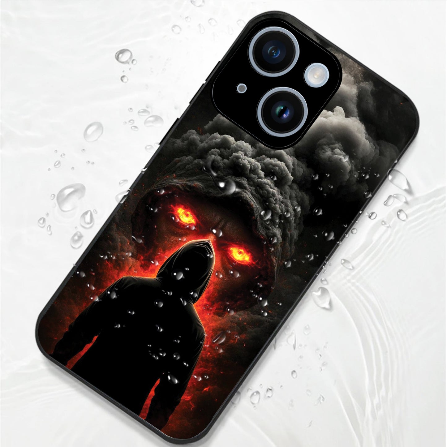 iPhone 14 Premium Acrylic Shockproof Glass Back Case (Dark Flame)