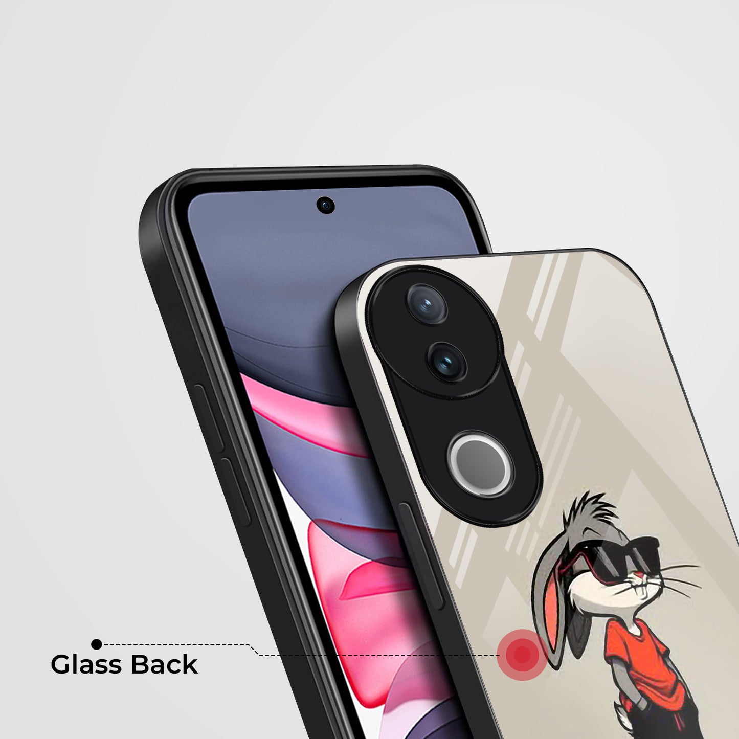 Vivo V50 5G Premium Acrylic Shockproof Glass Back Case (Bunny Case)