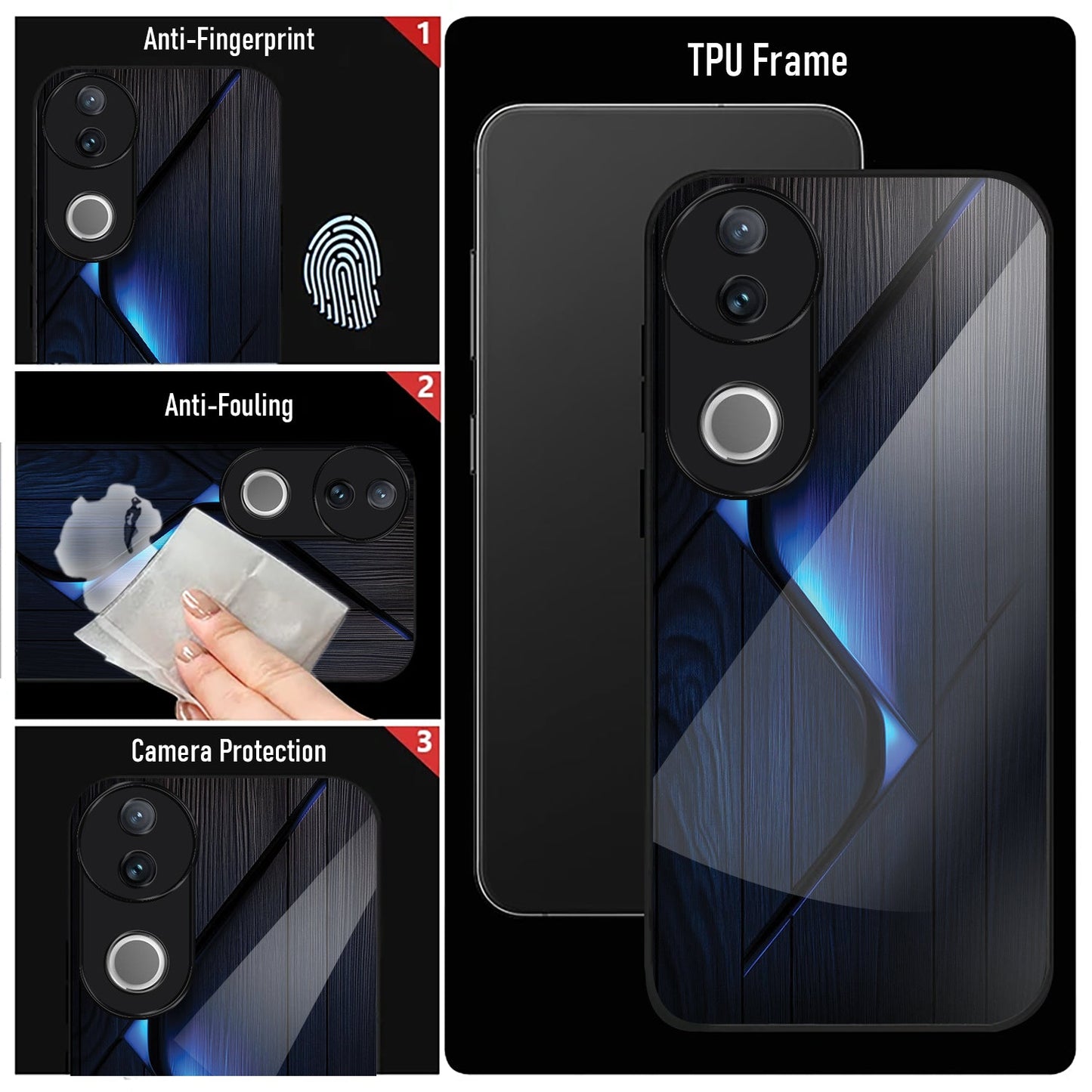 Vivo V50 5G Premium Acrylic Shockproof Glass Back Case ( Blue Gradient )