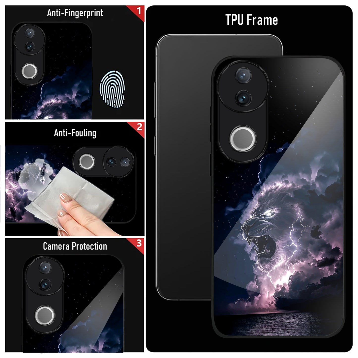 Vivo V50 5G Premium Acrylic Shockproof Glass Back Case (Strom King)