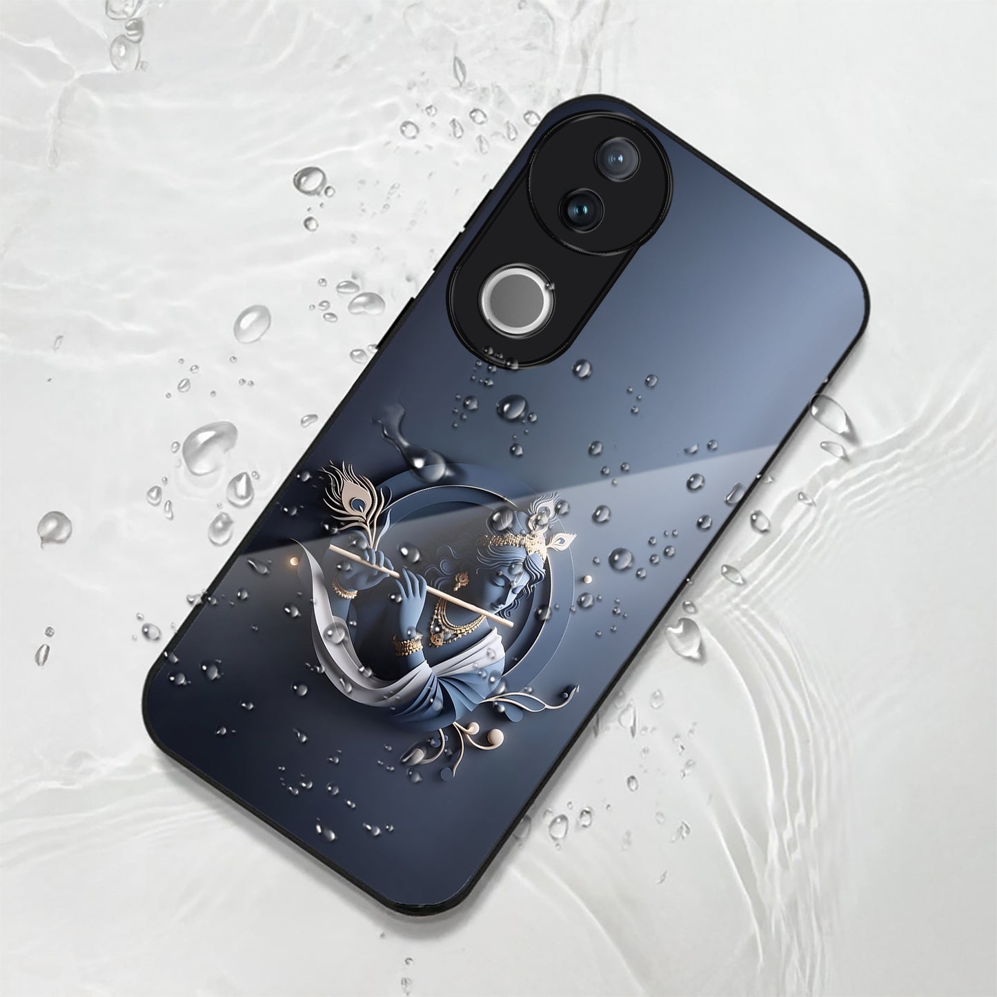 Vivo V50 5G Premium Acrylic Shockproof Glass Back Case ( Krishna )