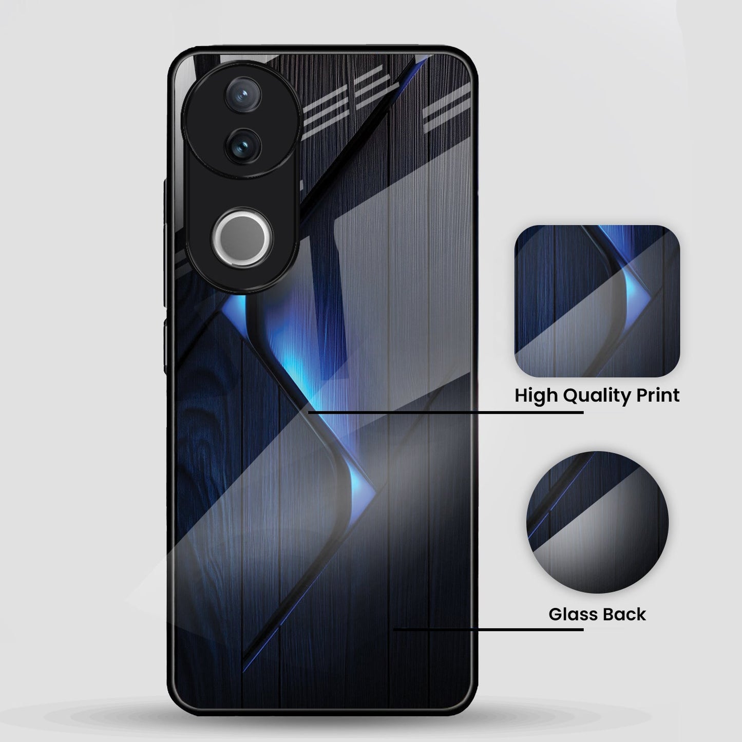 Vivo V50 5G Premium Acrylic Shockproof Glass Back Case ( Blue Gradient )