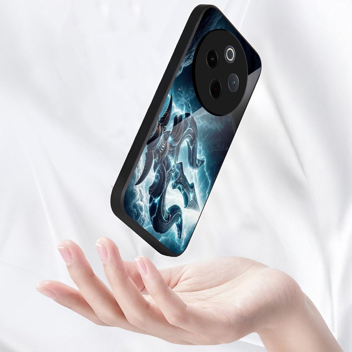 Vivo T4 5G Premium Acrylic Shockproof Glass Back Case (Shiva’s Trishul)