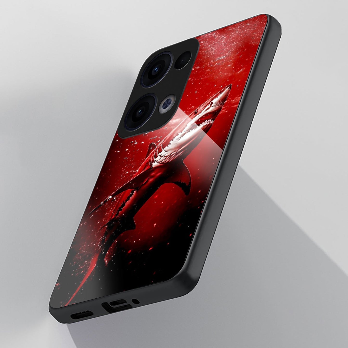 Oppo Reno 13 5G Premium Acrylic Shockproof Glass Back Case (Aqua Beast)