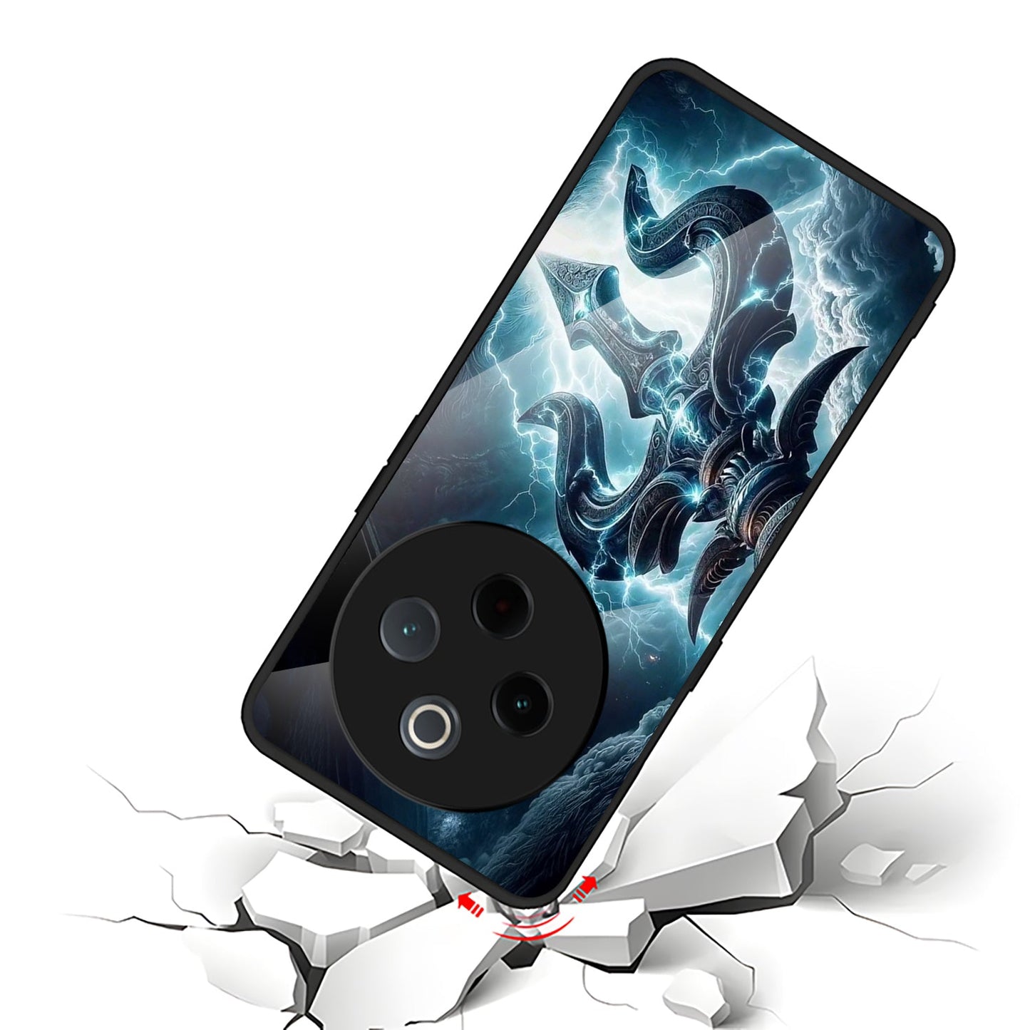 Vivo T4 5G Premium Acrylic Shockproof Glass Back Case (Shiva’s Trishul)