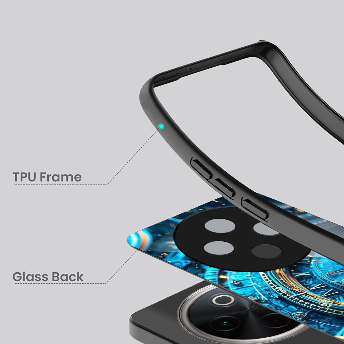 Vivo T4 5G Premium Acrylic Shockproof Glass Back Case (Eternal Time)