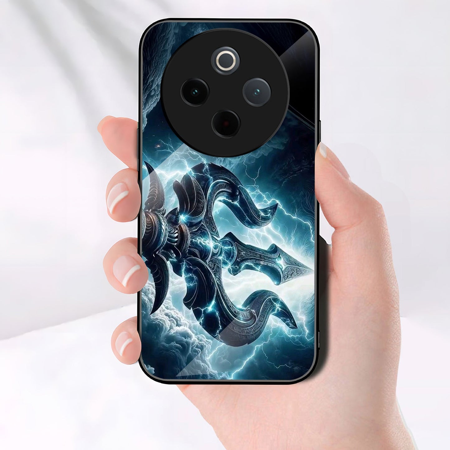 Vivo T4 5G Premium Acrylic Shockproof Glass Back Case (Shiva’s Trishul)