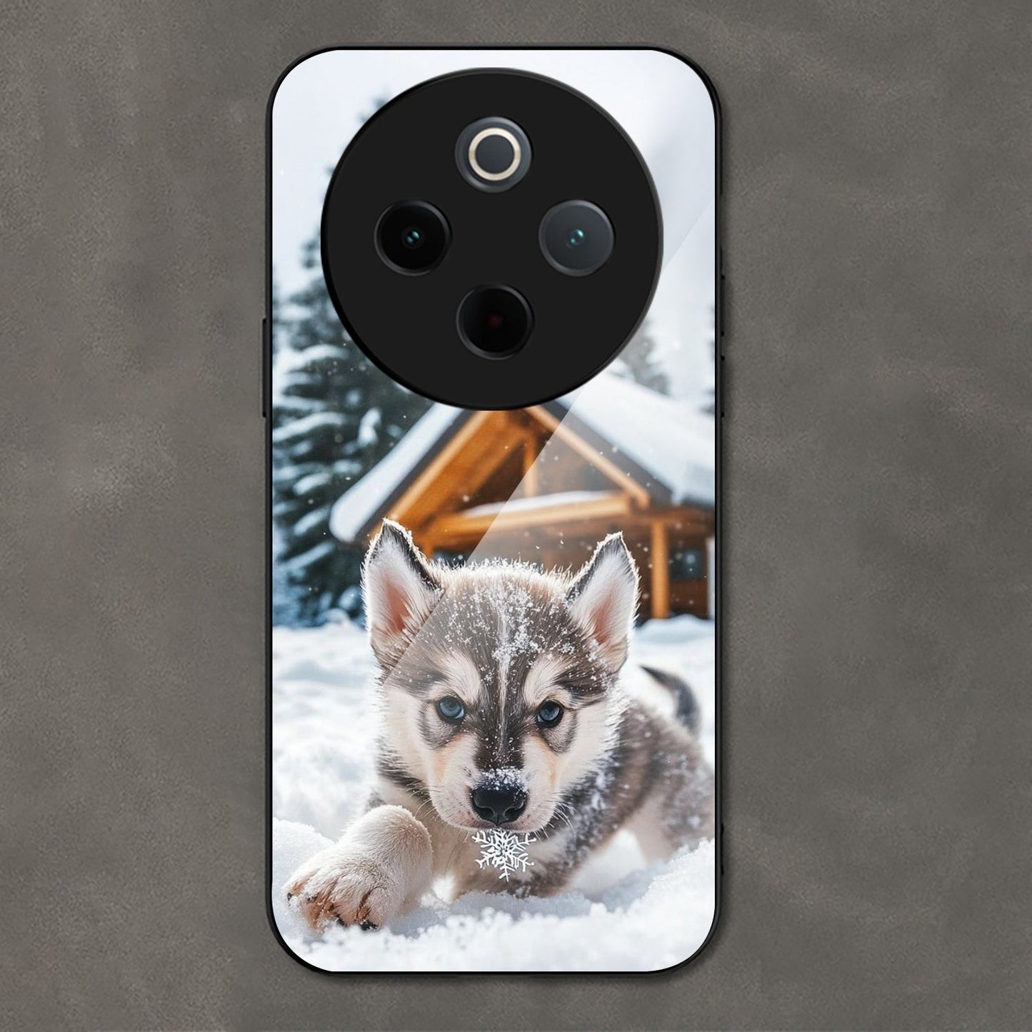Vivo T4 5G Premium Acrylic Shockproof Glass Back Case (Snow Pup)