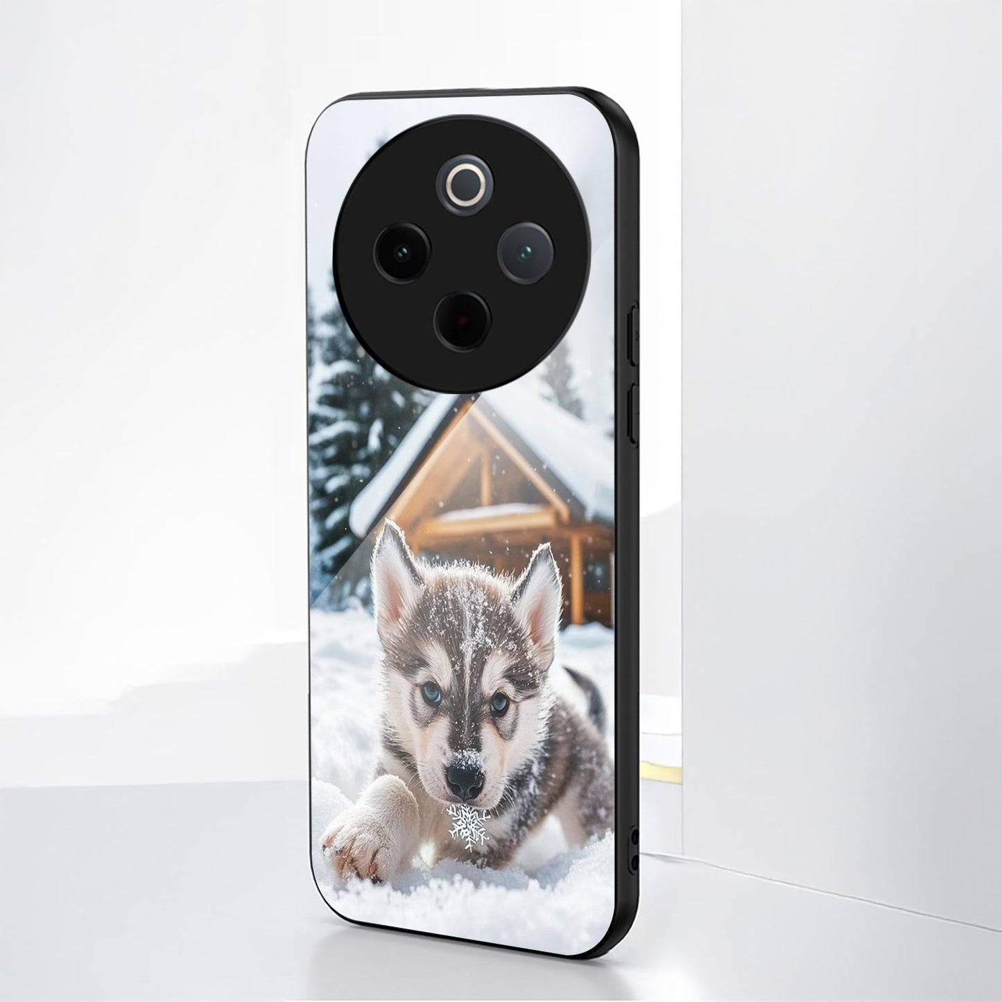 Vivo T4 5G Premium Acrylic Shockproof Glass Back Case (Snow Pup)