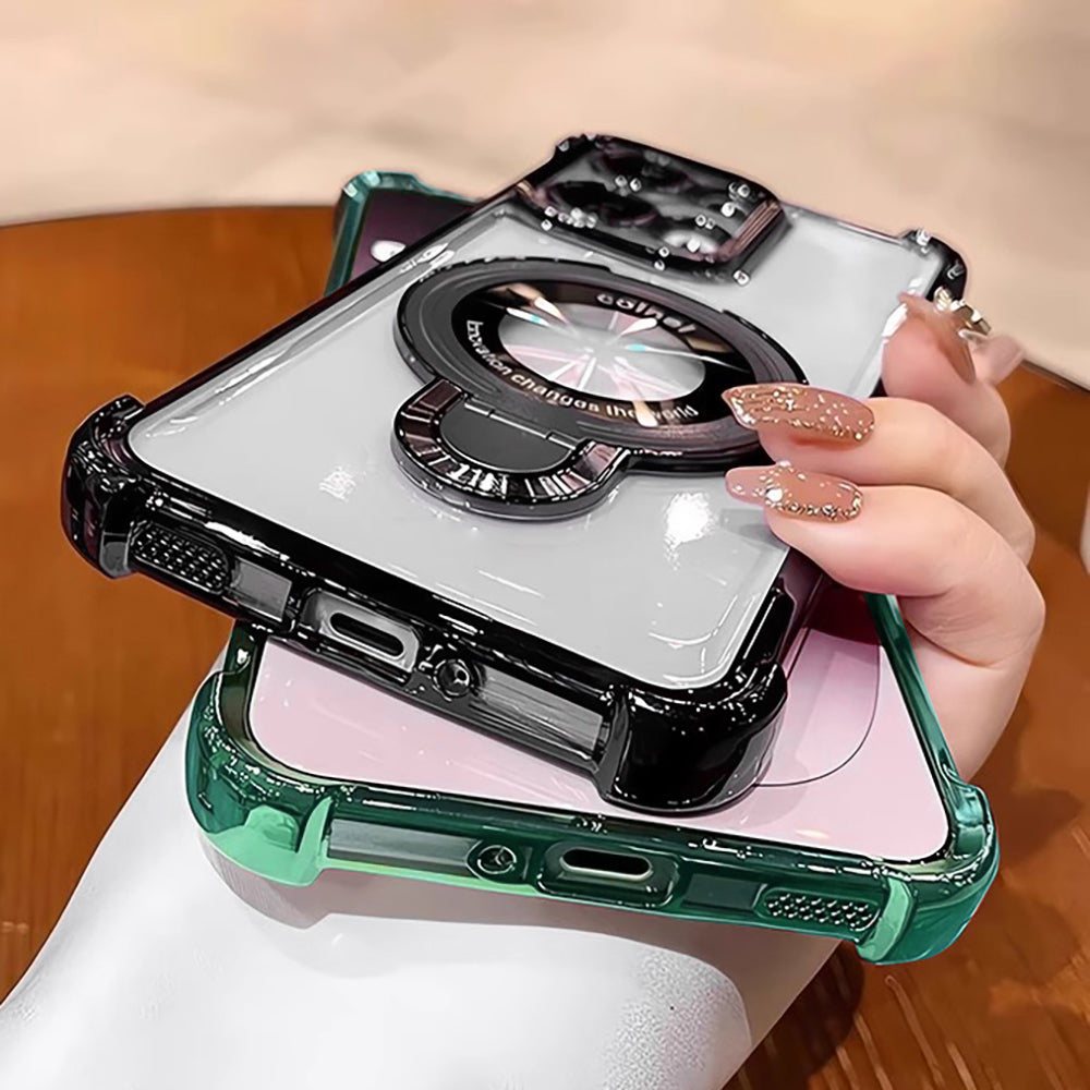 Oppo Reno14 5G Original Luxury Magnifier Ring Stand Shockproof Airbags Corner Case