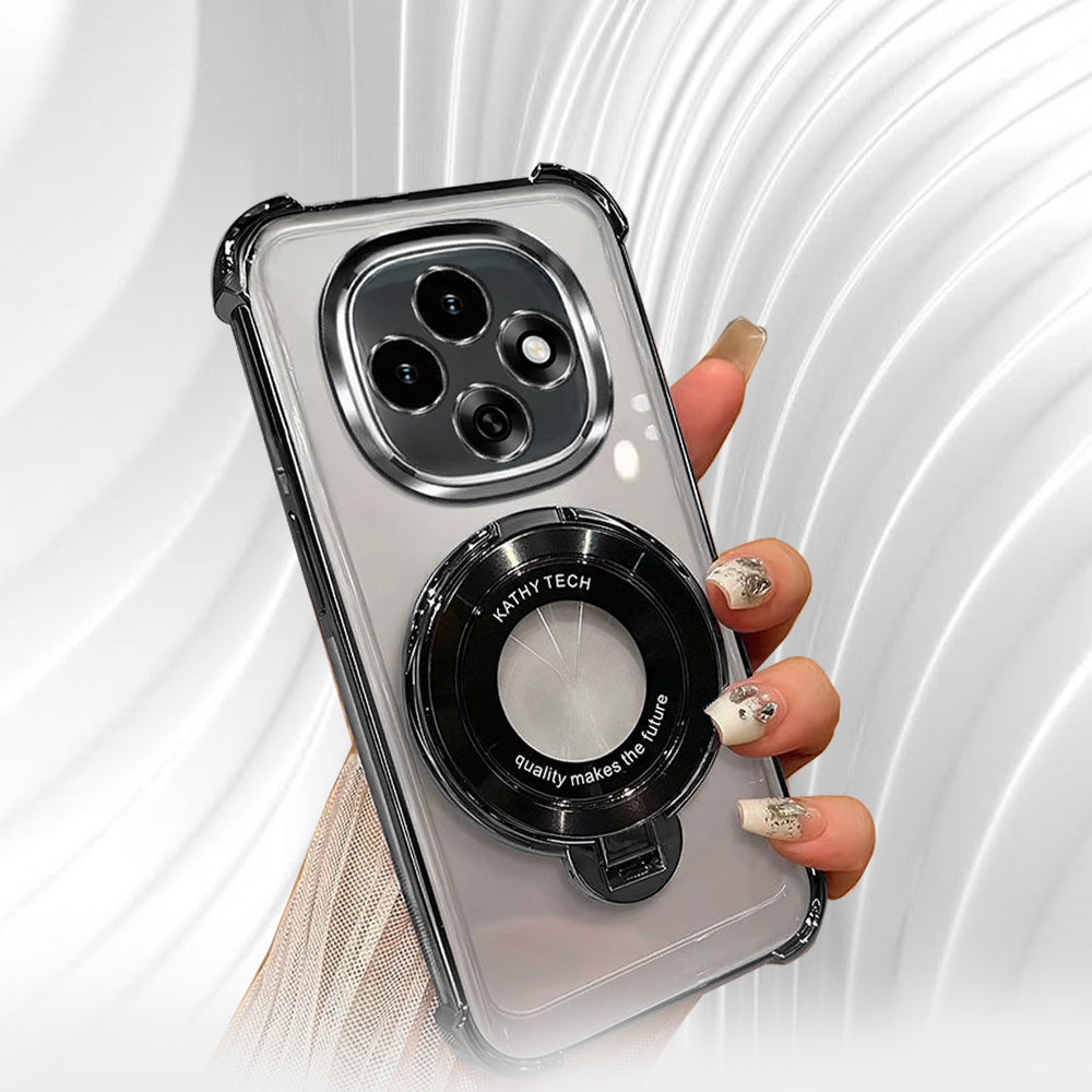 Oppo F31 Pro Original Luxury Magnifier Ring Stand Shockproof Airbags Corner Case
