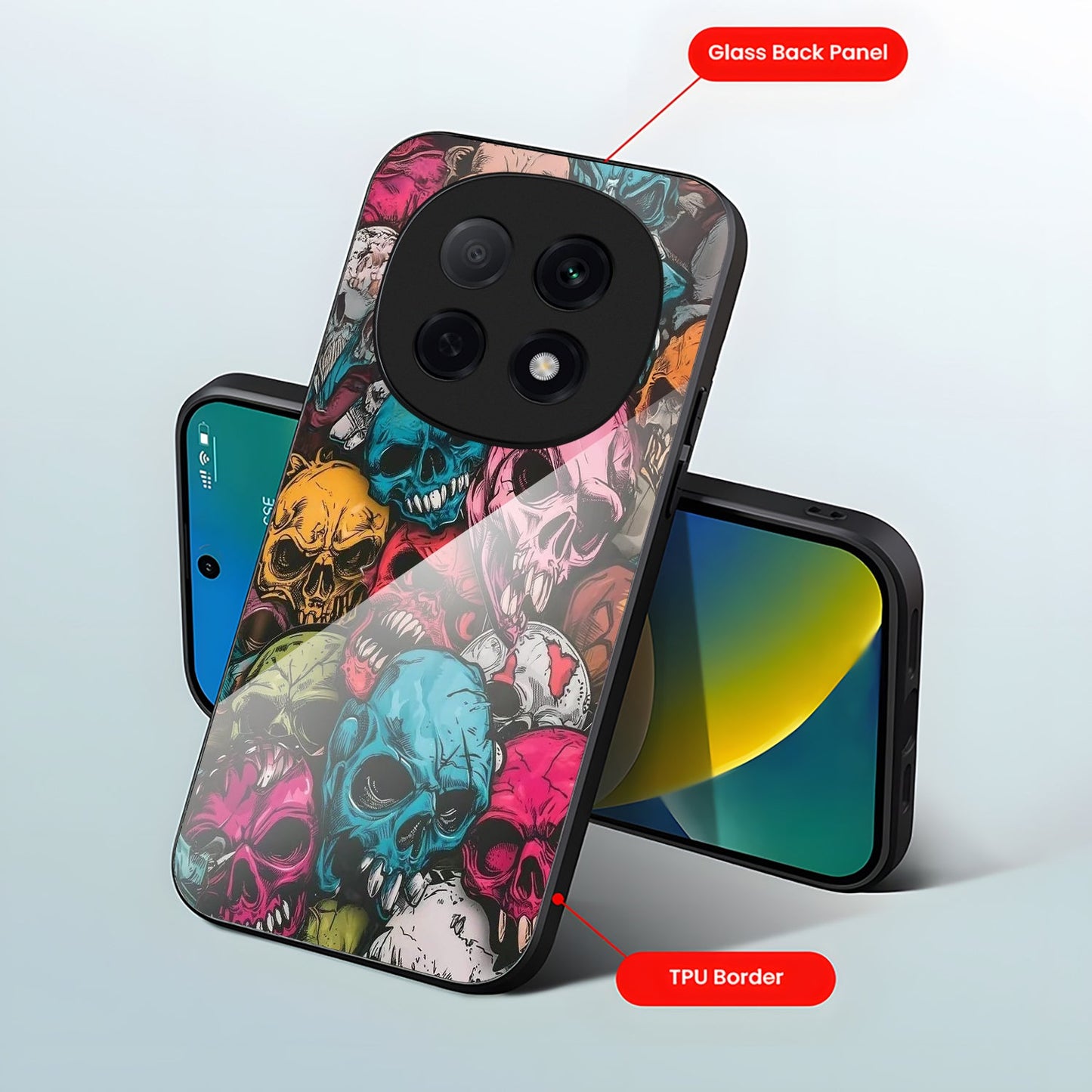 OPPO F29 Pro 5G Premium Acrylic Shockproof Glass Back Case (Skull)