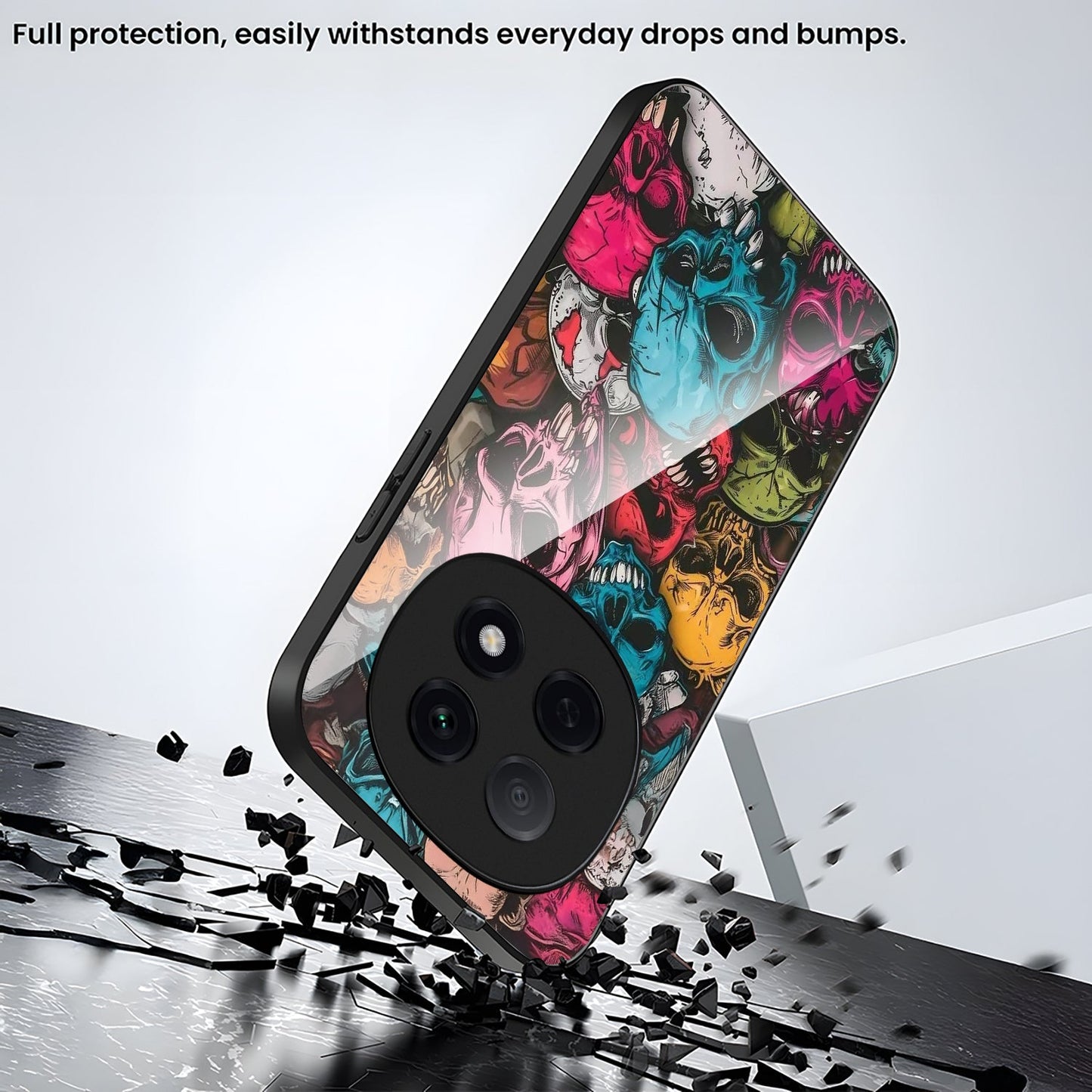 OPPO F29 Pro 5G Premium Acrylic Shockproof Glass Back Case (Skull)