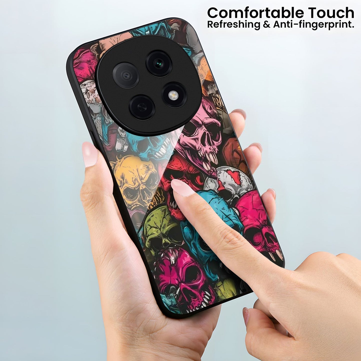 OPPO F29 Pro 5G Premium Acrylic Shockproof Glass Back Case (Skull)