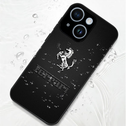 iPhone 14 Premium Acrylic Shockproof Glass Back Case ( Ferrari Carbon Fiber )