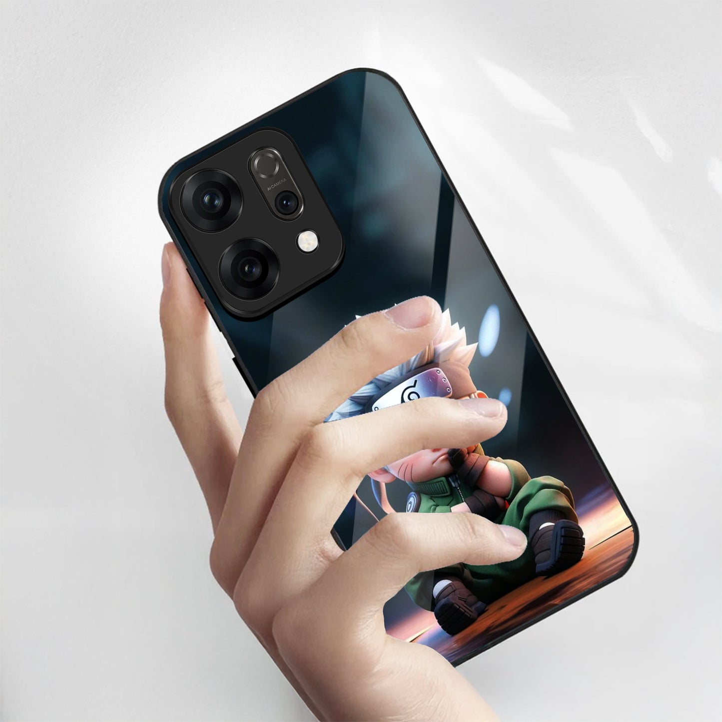 Oppo Reno 14 5G Premium Acrylic Shockproof Glass Back Case (Small Kakashi)