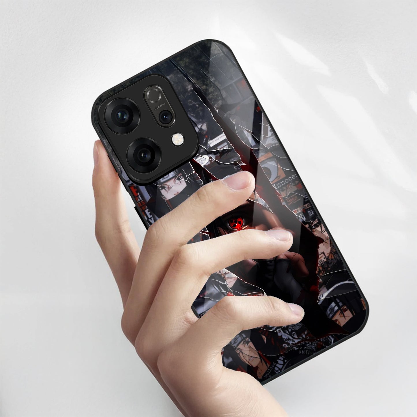 Oppo Reno 14 5G Premium Acrylic Shockproof Glass Back Case (Sharingan)