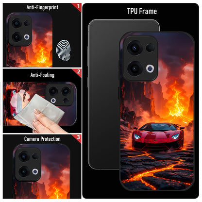 Oppo Reno 13 5G Premium Acrylic Shockproof Glass Back Case (Lamborghini Red)