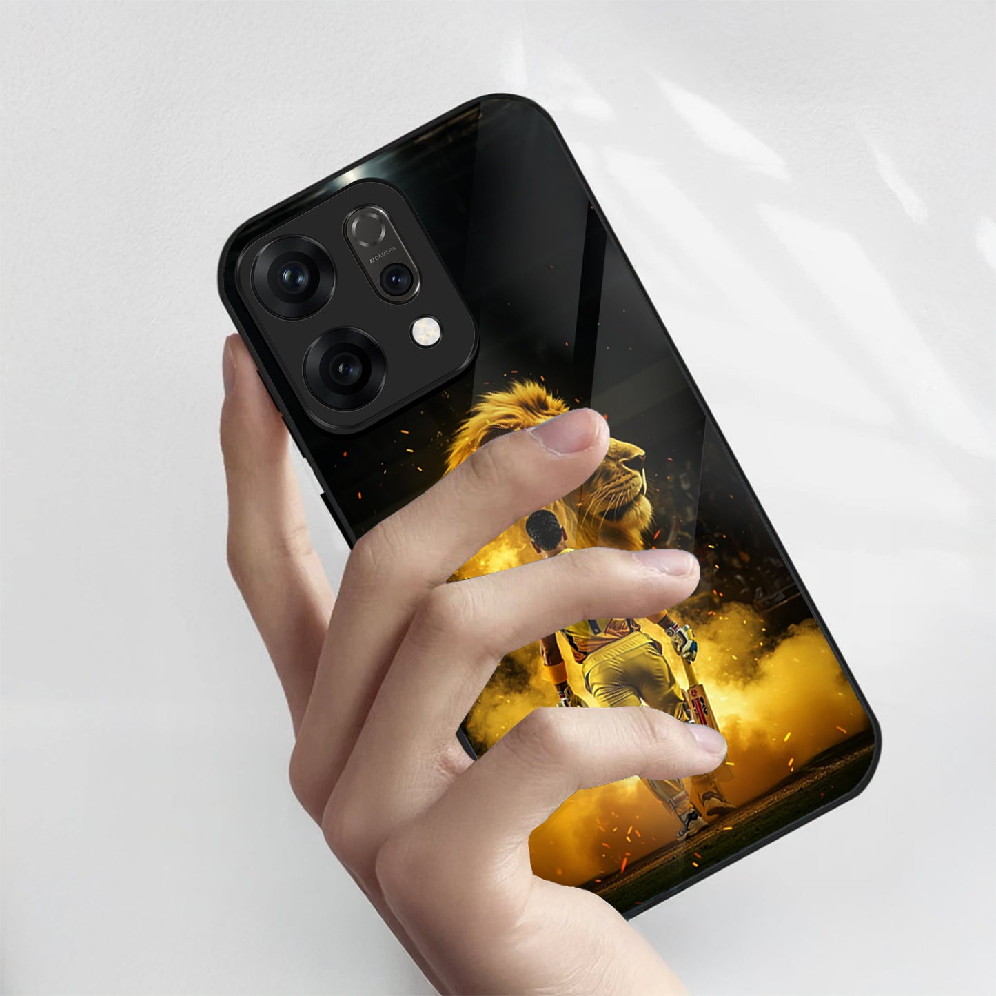 Oppo Reno 14 5G Premium Acrylic Shockproof Glass Back Case (Dhoni)