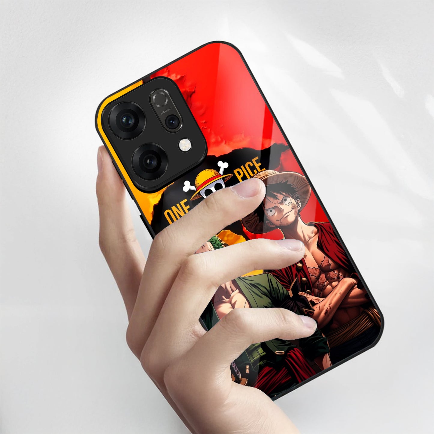 Oppo Reno 14 5G Premium Acrylic Shockproof Glass Back Case (Luffy & Zoro)