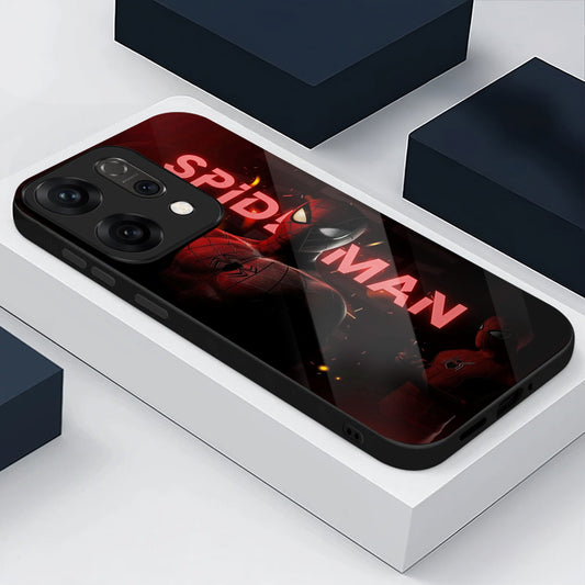 Oppo Reno 14 5G Premium Acrylic Shockproof Glass Back Case (Red-Spiderman)