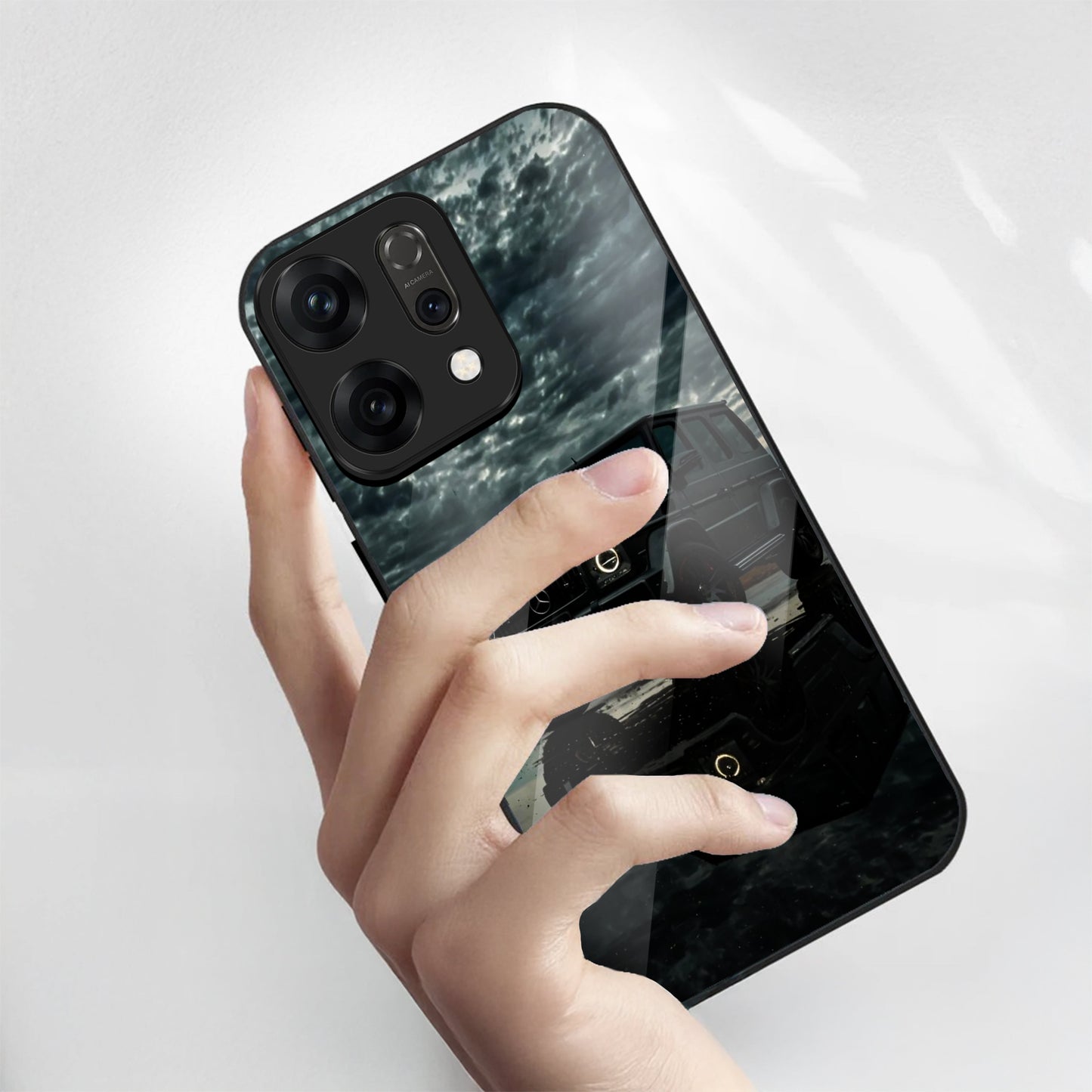 Oppo Reno 14 5G Premium Acrylic Shockproof Glass Back Case (Benz G-Class)