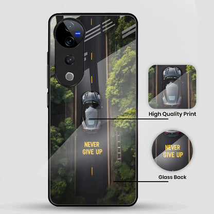 Vivo V40 Pro 5G Premium Acrylic Shockproof Glass Back Case ( Road Never Give up )