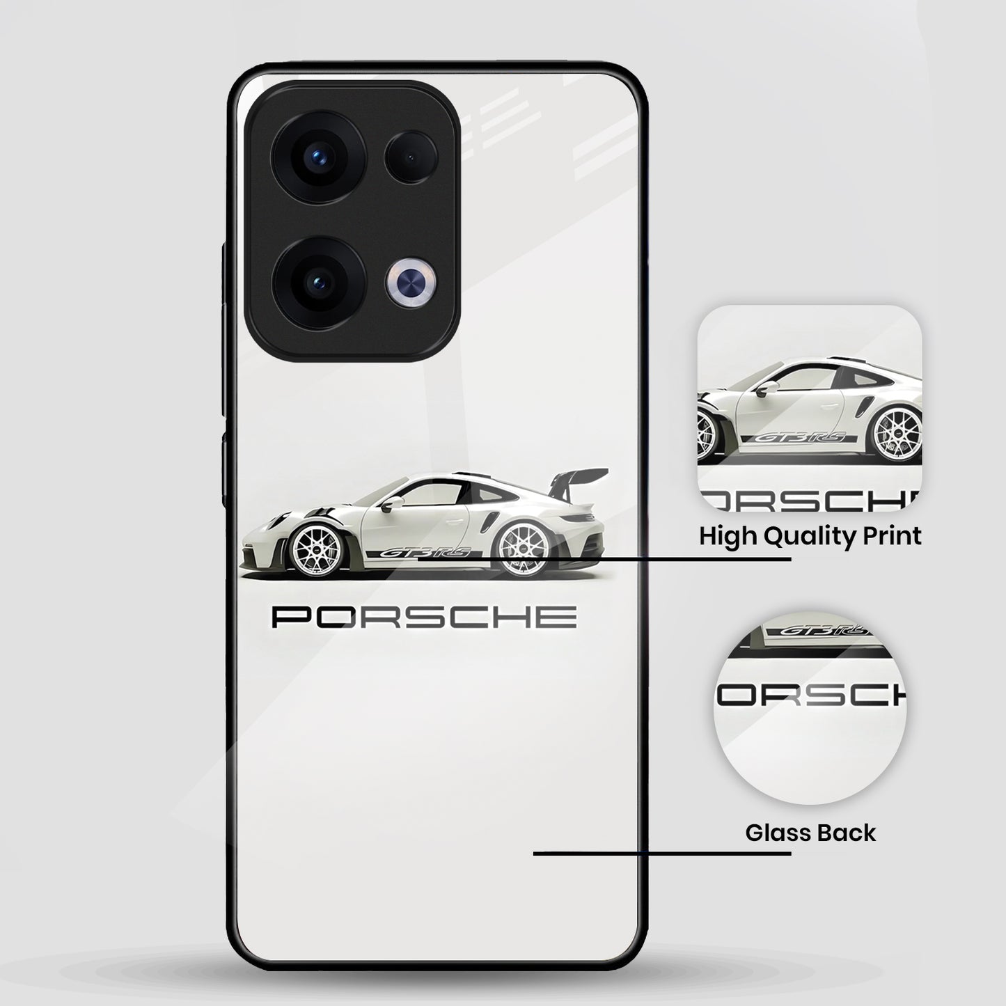 Oppo Reno 13 5G Premium Acrylic Shockproof Glass Back Case (Porsche)
