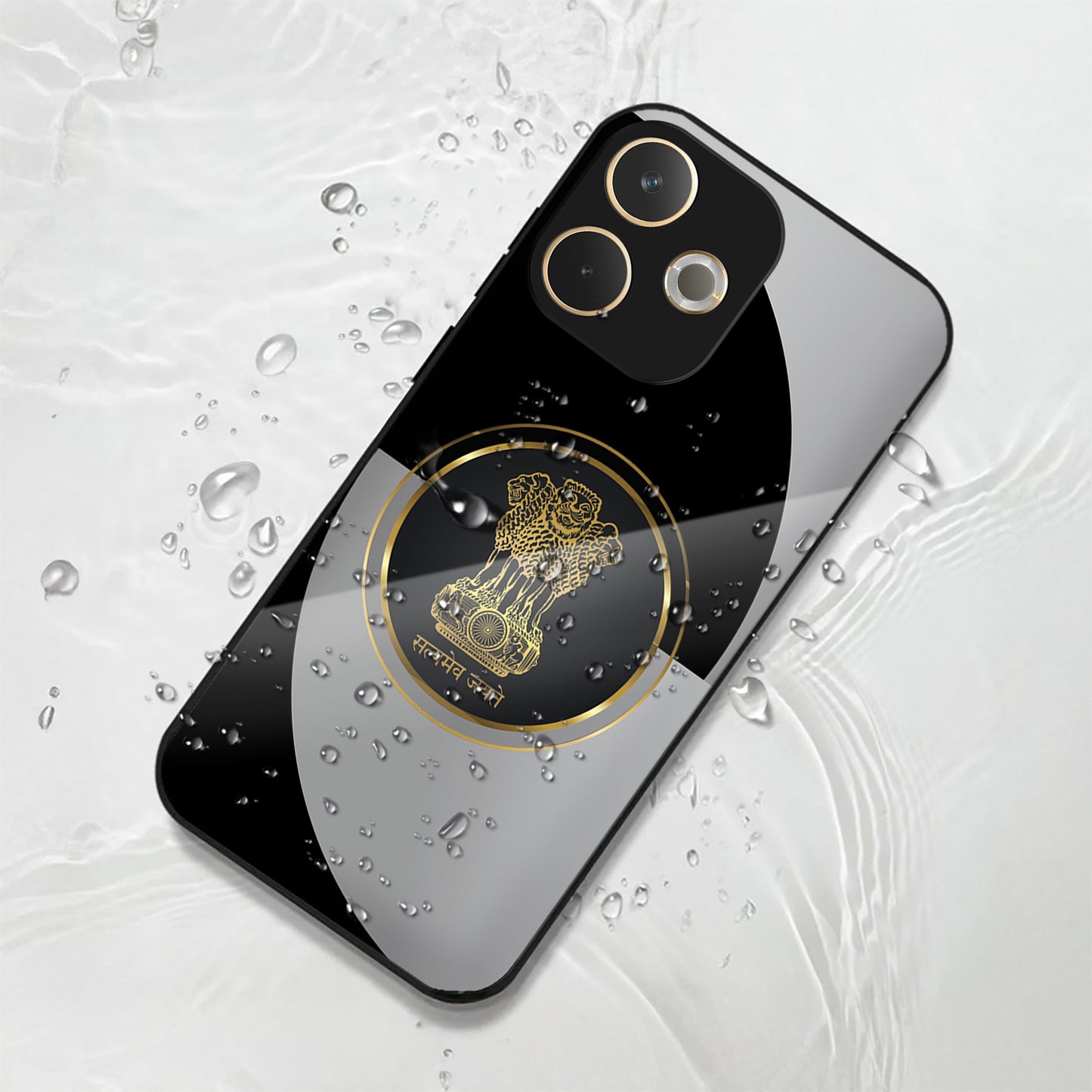 Oppo A5 Pro 5G Premium Acrylic Shockproof Glass Back Case ( Satyamev Noir )