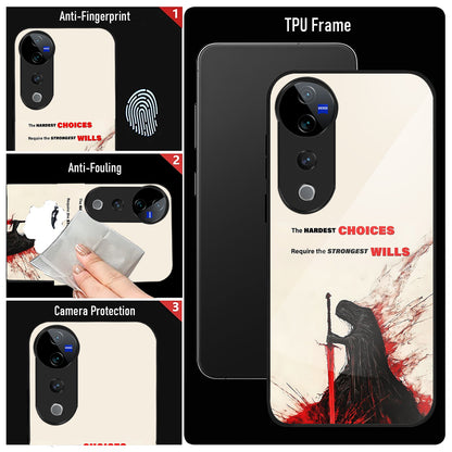 Vivo V40 Pro 5G Premium Acrylic Shockproof Glass Back Case ( warriors case )